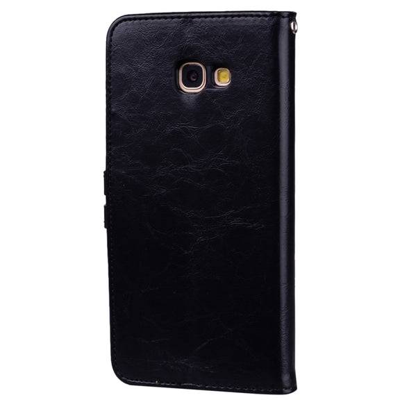 For Samsung Galaxy A5 (2017) Business Style Oil Wax Texture Horizontal Flip Leather Case with Holder & Card Slots & Wallet(Black)
