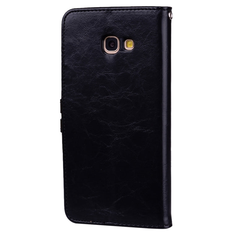 For Samsung Galaxy A5 (2017) Business Style Oil Wax Texture Horizontal Flip Leather Case with Holder & Card Slots & Wallet(Black)