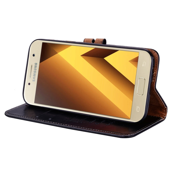 For Samsung Galaxy A5 (2017) Business Style Oil Wax Texture Horizontal Flip Leather Case with Holder & Card Slots & Wallet(Black)