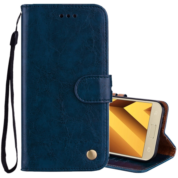 For Samsung Galaxy A5 (2017) Business Style Oil Wax Texture Horizontal Flip Leather Case with Holder & Card Slots & Wallet(Blue) - Galaxy Phone Cases by PMC TechLife | Online Shopping South Africa | PMC TechLife | Buy Now Pay Later Mobicred