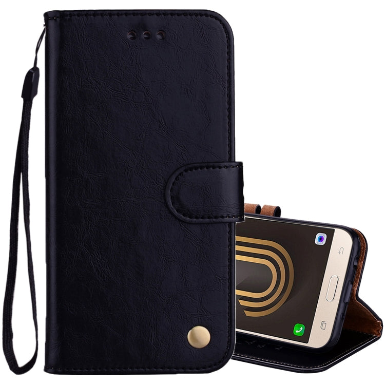 For Samsung Galaxy J5 (2017) / J530 (EU Version) Business Style Oil Wax Texture Horizontal Flip Leather Case with Holder & Card Slots & Wallet(Black) - Galaxy Phone Cases by PMC TechLife | Online Shopping South Africa | PMC TechLife | Buy Now Pay Later Mobicred
