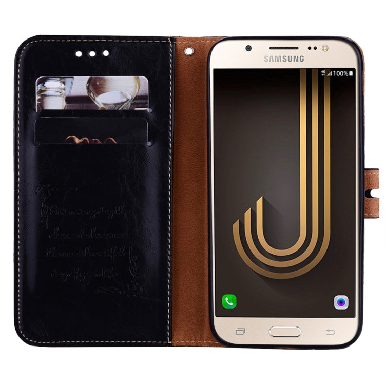 For Samsung Galaxy J5 (2017) / J530 (EU Version) Business Style Oil Wax Texture Horizontal Flip Leather Case with Holder & Card Slots & Wallet(Black) - Galaxy Phone Cases by PMC TechLife | Online Shopping South Africa | PMC TechLife | Buy Now Pay Later Mobicred
