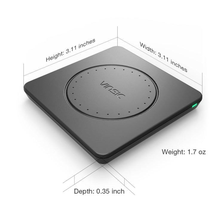 Vinsic 5V 1A Output Qi Standard Portable Wireless Charger Pad - Wireless Charger by VINSIC | Online Shopping South Africa | PMC Jewellery | Buy Now Pay Later Mobicred