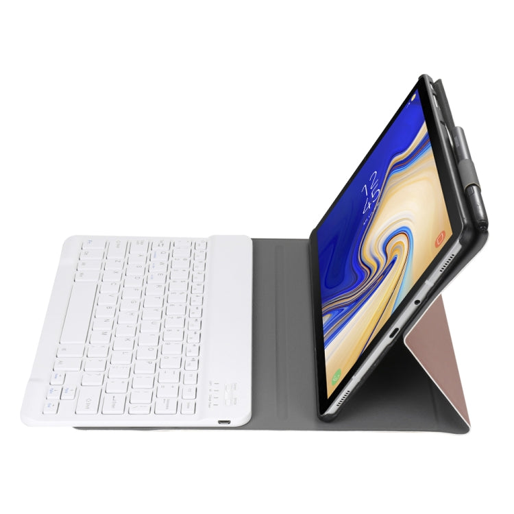 A510 Bluetooth 3.0 Ultra-thin Detachable Bluetooth Keyboard Leather Tablet Case for Samsung Galaxy Tab A 10.1 (2019) T510 / T515, with Pen Slot & Holder (Rose Gold) - free shipping - PMC TechLife - Order now!