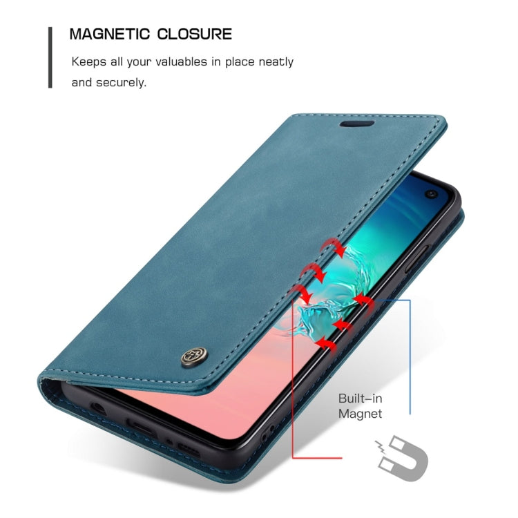CaseMe-013 Multifunctional Retro Frosted Horizontal Flip Leather Case for Galaxy S10 E, with Card Slot & Holder & Wallet (Blue)