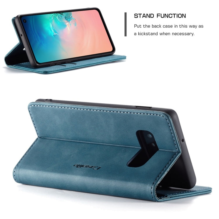 CaseMe-013 Multifunctional Retro Frosted Horizontal Flip Leather Case for Galaxy S10 E, with Card Slot & Holder & Wallet (Blue)