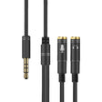 2 in 1 3.5mm Male to Double 3.5mm Female TPE High-elastic Audio Cable Splitter, Cable Length: 32cm(Black) - Cable & Splitter by PMC TechLife | Online Shopping South Africa | PMC TechLife