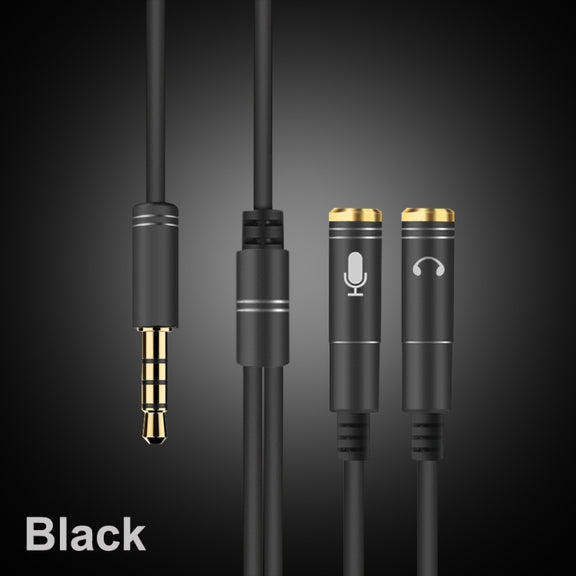 2 in 1 3.5mm Male to Double 3.5mm Female TPE High-elastic Audio Cable Splitter, Cable Length: 32cm(Black)