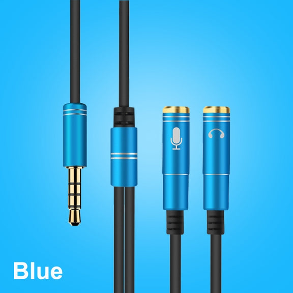 2 in 1 3.5mm Male to Double 3.5mm Female TPE High-elastic Audio Cable Splitter, Cable Length: 32cm(Blue)
