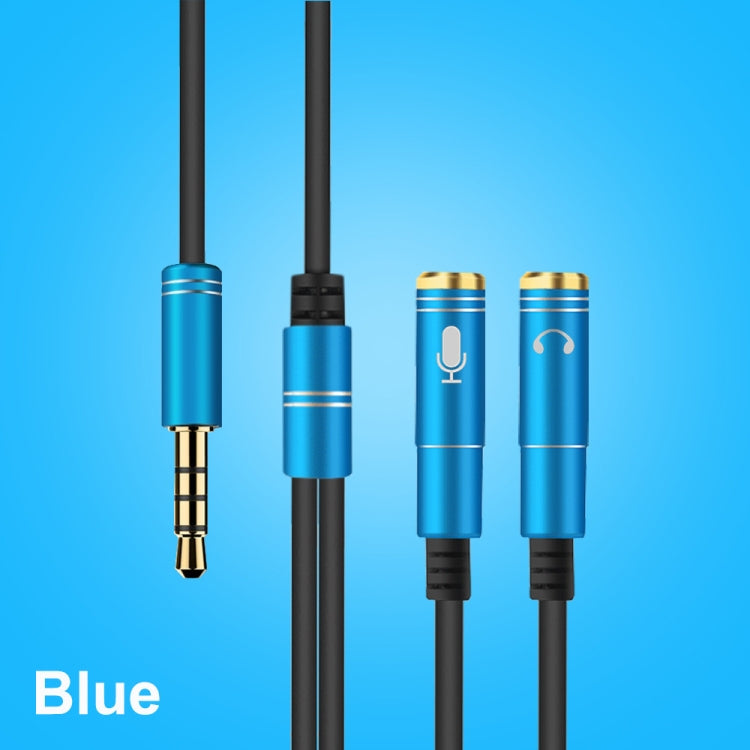 2 in 1 3.5mm Male to Double 3.5mm Female TPE High-elastic Audio Cable Splitter, Cable Length: 32cm(Blue)