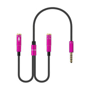 2 in 1 3.5mm Male to Double 3.5mm Female TPE High-elastic Audio Cable Splitter, Cable Length: 32cm(Rose Red)