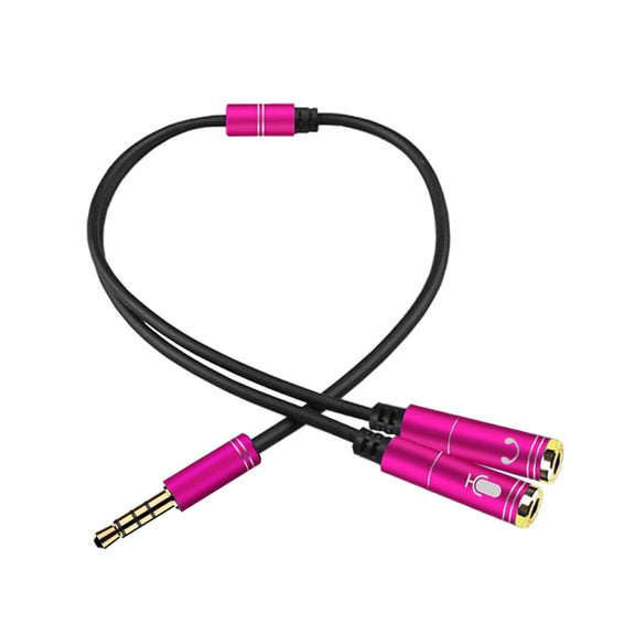 2 in 1 3.5mm Male to Double 3.5mm Female TPE High-elastic Audio Cable Splitter, Cable Length: 32cm(Rose Red)