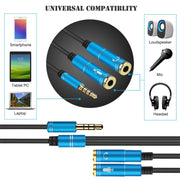 2 in 1 3.5mm Male to Double 3.5mm Female TPE High-elastic Audio Cable Splitter, Cable Length: 32cm(Rose Red)