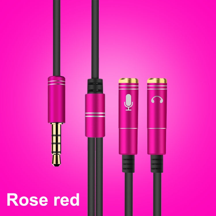 2 in 1 3.5mm Male to Double 3.5mm Female TPE High-elastic Audio Cable Splitter, Cable Length: 32cm(Rose Red)