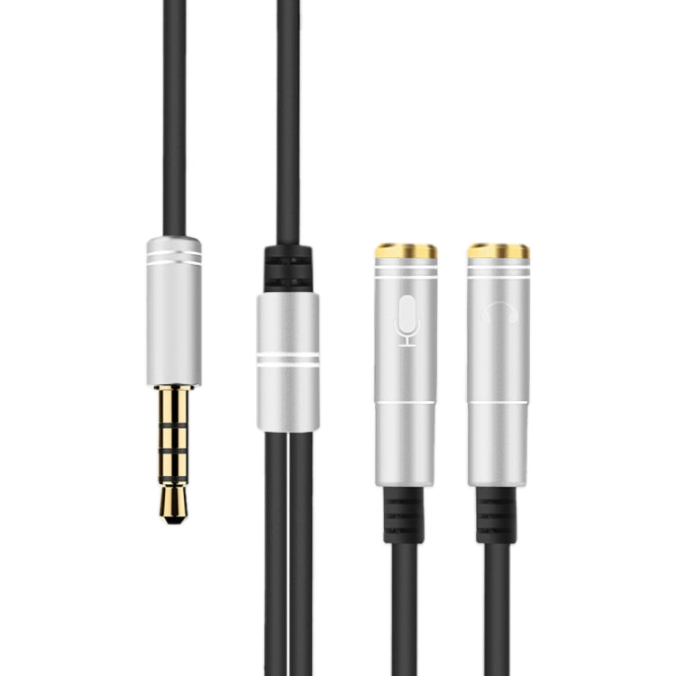 2 in 1 3.5mm Male to Double 3.5mm Female TPE High-elastic Audio Cable Splitter, Cable Length: 32cm(Silver) - Cable & Splitter by PMC TechLife | Online Shopping South Africa | PMC TechLife