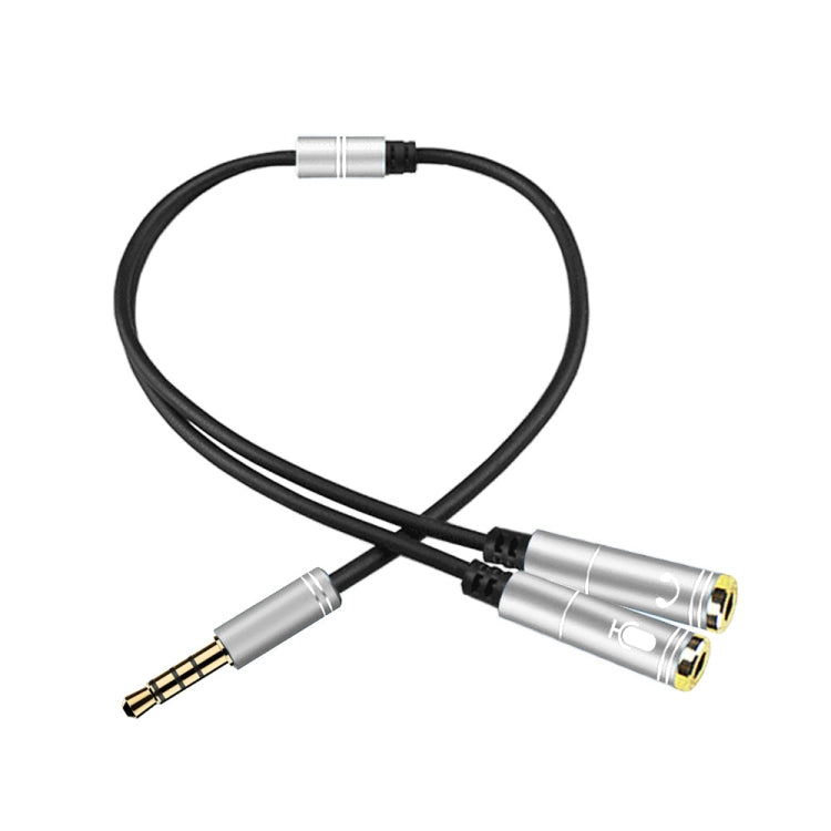 2 in 1 3.5mm Male to Double 3.5mm Female TPE High-elastic Audio Cable Splitter, Cable Length: 32cm(Silver) - Cable & Splitter by PMC TechLife | Online Shopping South Africa | PMC TechLife