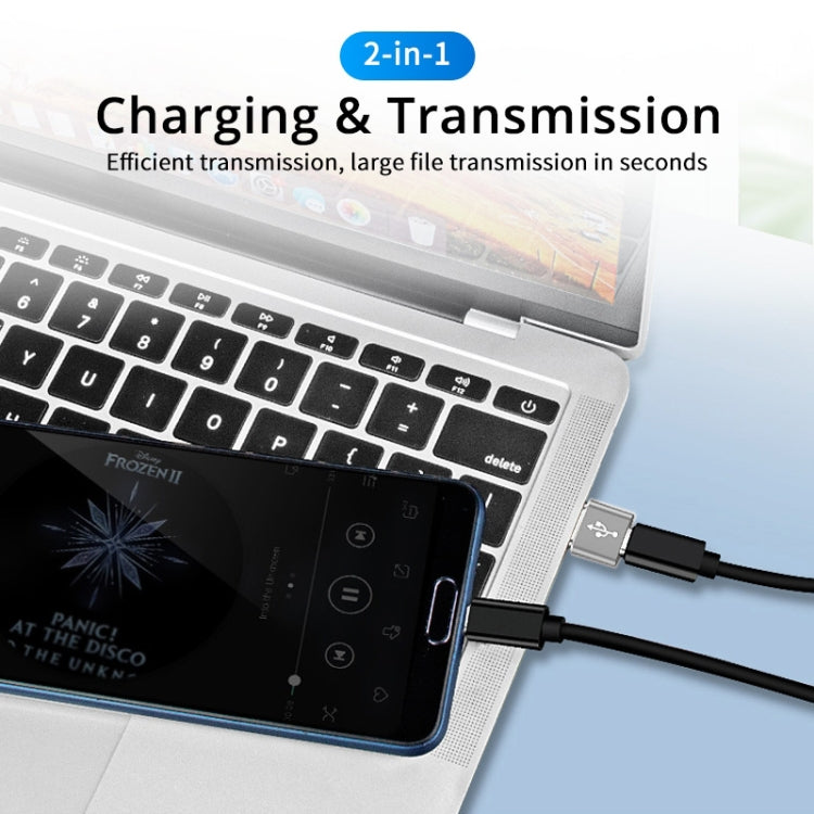 USB-C / Type-C Female to USB 2.0 Male Aluminum Alloy Adapter, Support Charging & Transmission(Silver)