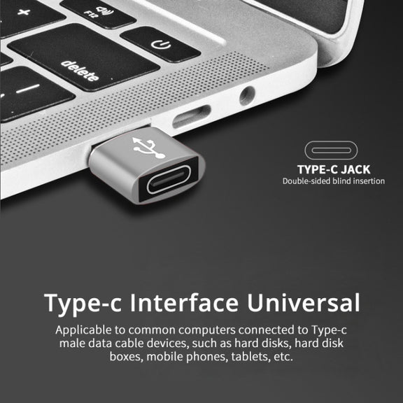 USB-C / Type-C Female to USB 2.0 Male Aluminum Alloy Adapter, Support Charging & Transmission(Silver)