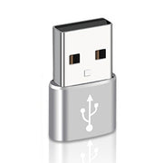 USB-C / Type-C Female to USB 2.0 Male Aluminum Alloy Adapter, Support Charging & Transmission(Silver)
