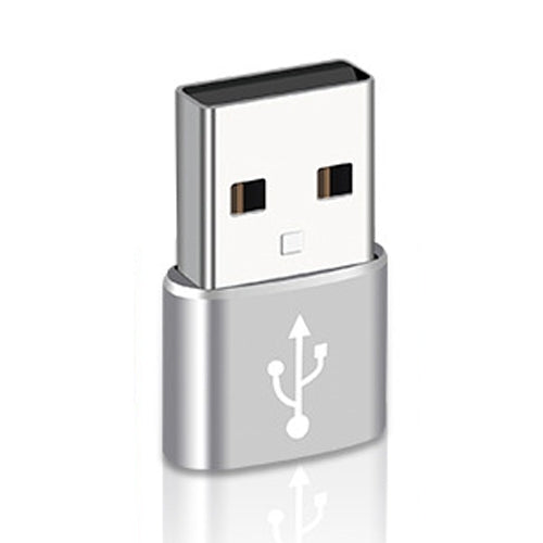 USB-C / Type-C Female to USB 2.0 Male Aluminum Alloy Adapter, Support Charging & Transmission(Silver)