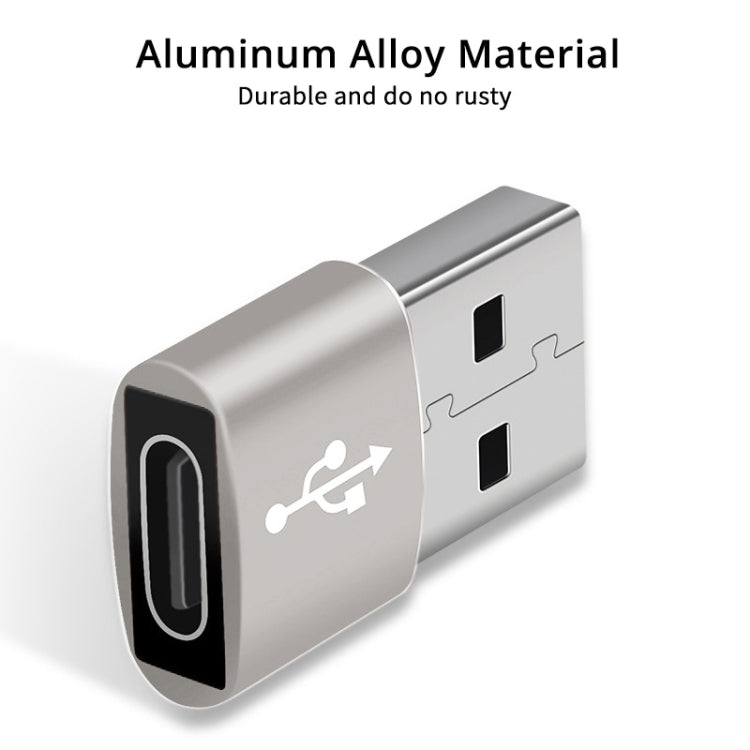 USB-C / Type-C Female to USB 2.0 Male Aluminum Alloy Adapter, Support Charging & Transmission(Silver)