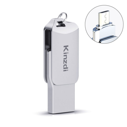 Kinzdi 32GB USB 2.0 Android Phone & Computer Dual-use Rotary Metal U Disk V8 (Silver) - free shipping - PMC Jewellery - Order now!
