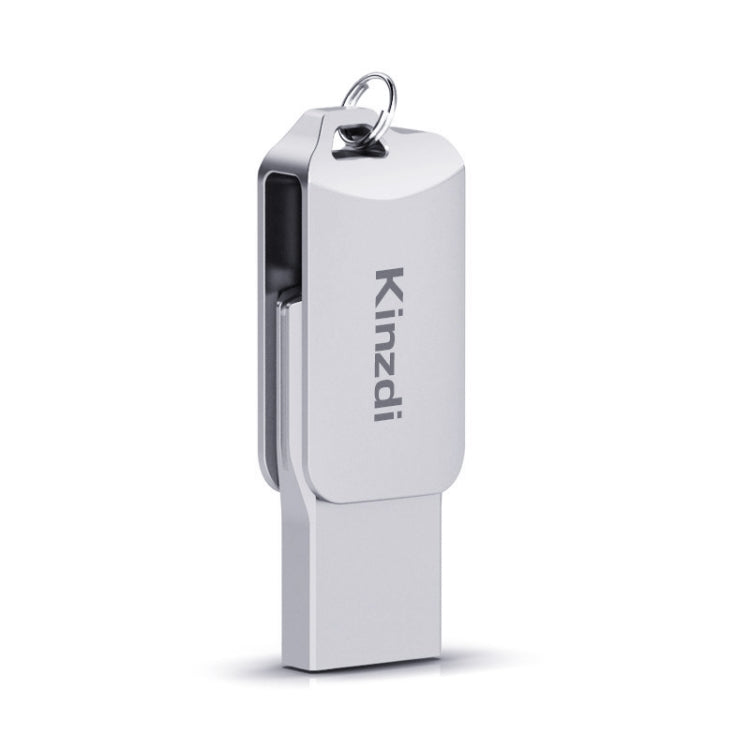 Kinzdi 32GB USB 2.0 Android Phone & Computer Dual-use Rotary Metal U Disk V8 (Silver) - free shipping - PMC Jewellery - Order now!