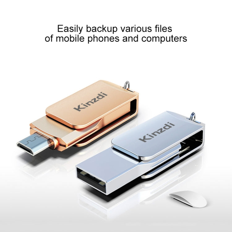 Kinzdi 32GB USB 2.0 Android Phone & Computer Dual-use Rotary Metal U Disk V8 (Silver) - free shipping - PMC Jewellery - Order now!