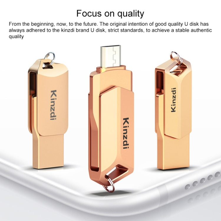 Kinzdi 32GB USB 2.0 Android Phone & Computer Dual-use Rotary Metal U Disk V8 (Silver) - free shipping - PMC Jewellery - Order now!