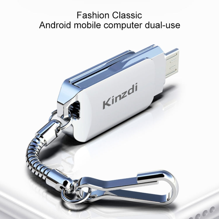 Kinzdi 32GB USB 2.0 Android Phone & Computer Dual-use Rotary Metal U Disk V8 (Silver) - free shipping - PMC Jewellery - Order now!