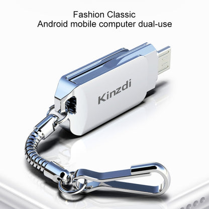 Kinzdi 32GB USB 2.0 Android Phone & Computer Dual-use Rotary Metal U Disk V8 (Silver) - free shipping - PMC Jewellery - Order now!
