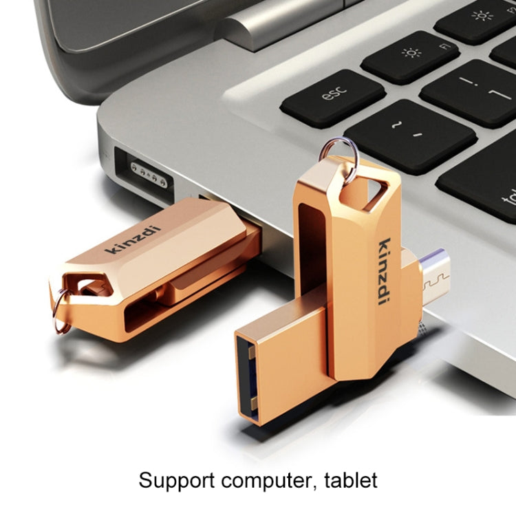 Kinzdi 32GB USB 2.0 Android Phone & Computer Dual-use Rotary Metal U Disk V8 (Silver) - free shipping - PMC Jewellery - Order now!