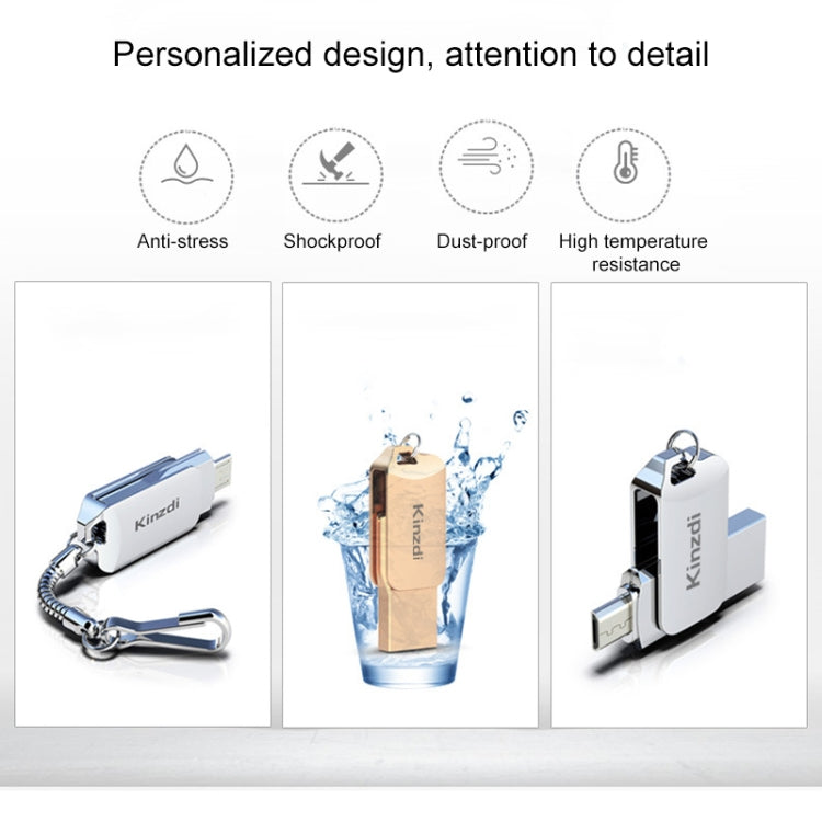 Kinzdi 32GB USB 2.0 Android Phone & Computer Dual-use Rotary Metal U Disk V8 (Silver) - free shipping - PMC Jewellery - Order now!