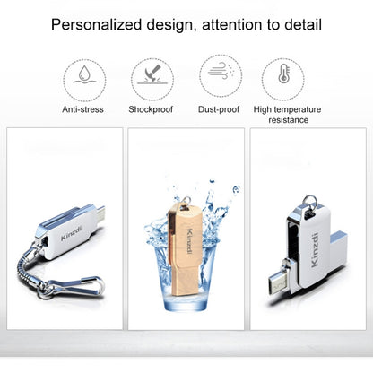 Kinzdi 32GB USB 2.0 Android Phone & Computer Dual-use Rotary Metal U Disk V8 (Silver) - free shipping - PMC Jewellery - Order now!
