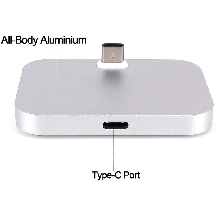USB-C / Type-C Aluminum Alloy Desktop Station Dock Charger(Silver)