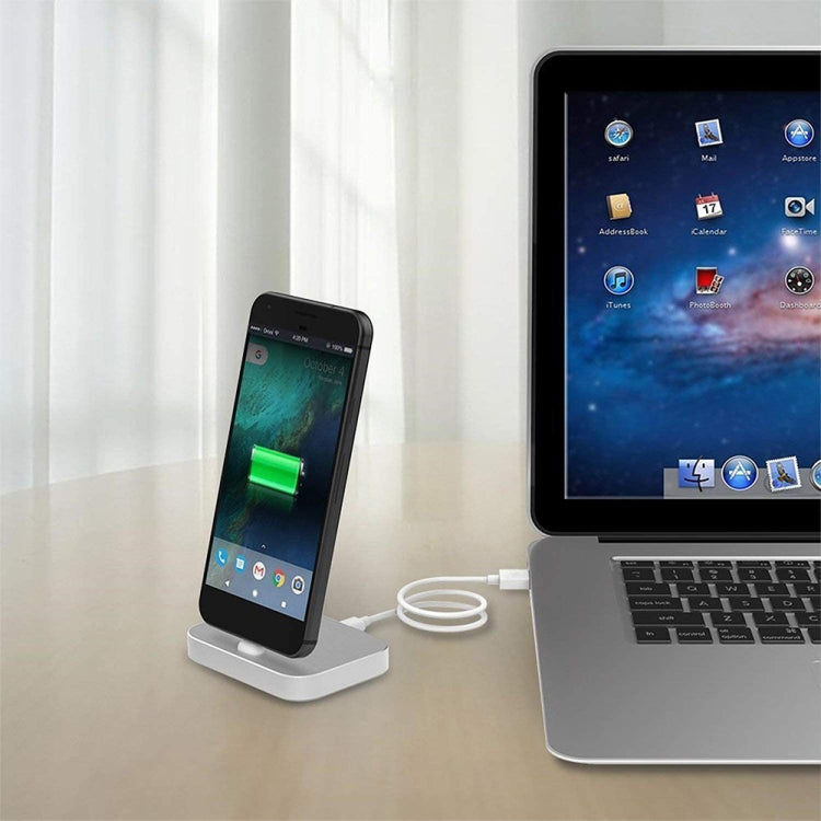 USB-C / Type-C Aluminum Alloy Desktop Station Dock Charger(Silver)