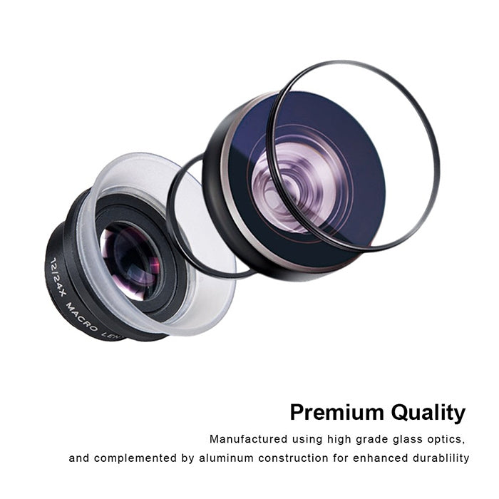 APEXEL APL-24X-H 2 in 1 Universal External 12X & 24X Macro Mobile Phone Lens with Lens Hood - Combination Lens by APEXEL | Online Shopping South Africa | PMC TechLife