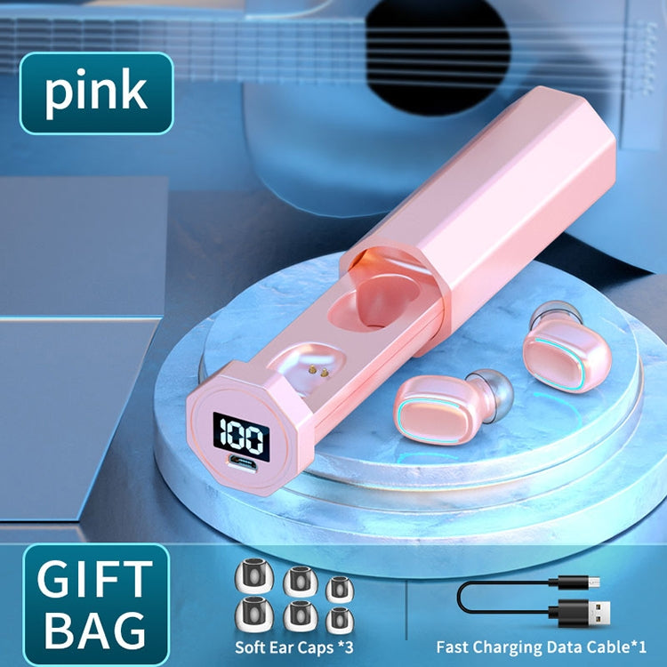C1 Bluetooth 5.0 TWS Touch Polygonal Digital Display True Wireless Bluetooth Earphone with Charging Box(Pink) - TWS Earphone by PMC TechLife | Online Shopping South Africa | PMC TechLife