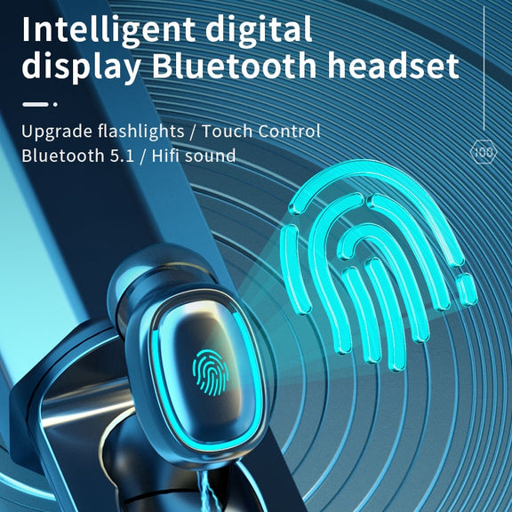 C1 Bluetooth 5.0 TWS Polygonal Touch Digital Display True Wireless Bluetooth Earphone with Charging Box(Blue)