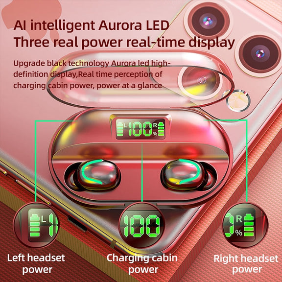 T2 Bluetooth 5.0 TWS Touch Digital Display True Wireless Bluetooth Earphone with Charging Box(Red)