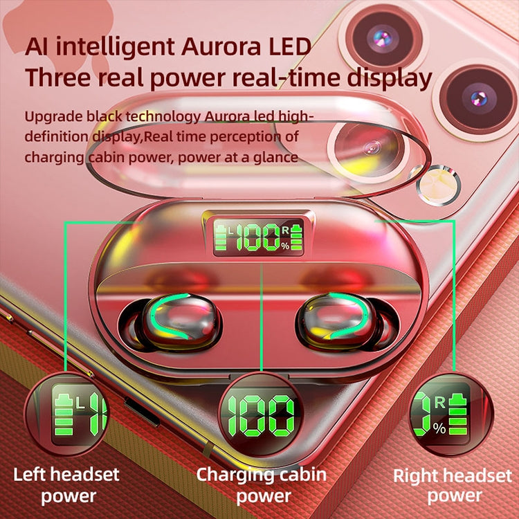 T2 Bluetooth 5.0 TWS Touch Digital Display True Wireless Bluetooth Earphone with Charging Box(Red)