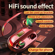 T2 Bluetooth 5.0 TWS Touch Digital Display True Wireless Bluetooth Earphone with Charging Box(Red)