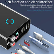 K16 2 in 1 3.5mm AUX + RAC Dual Output Plug-in Bluetooth 5.0 Audio Transmitter Receiver with Remote Control, EU Plug (White)