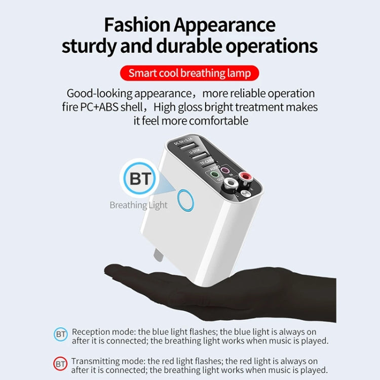 K16 2 in 1 3.5mm AUX + RAC Dual Output Plug-in Bluetooth 5.0 Audio Transmitter Receiver with Remote Control, CN Plug (Black) - Audio Receiver Transmitter by PMC TechLife | Online Shopping South Africa | PMC TechLife