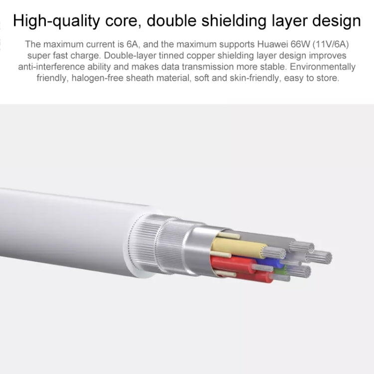 Original Huawei CC800 6A Type-C / USB-C to Type-C / USB-C Charging Data Cable, Length: 1.8m (White)