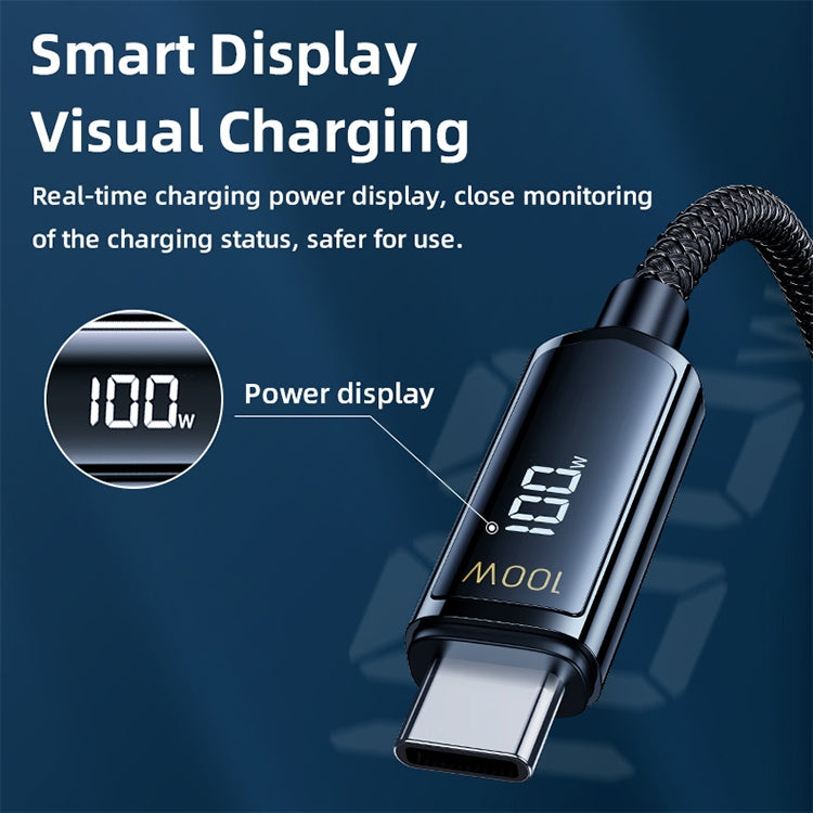 REMAX RC-128a 100W Type-C / USB-C to Type-C / USB-C Intelligent Digital Display Zinc Alloy Braided Charging Data Cable, Length: 1.2m (Tarnish) - USB-C & Type-C Cable by REMAX | Online Shopping South Africa | PMC TechLife | Buy Now Pay Later Mobicred