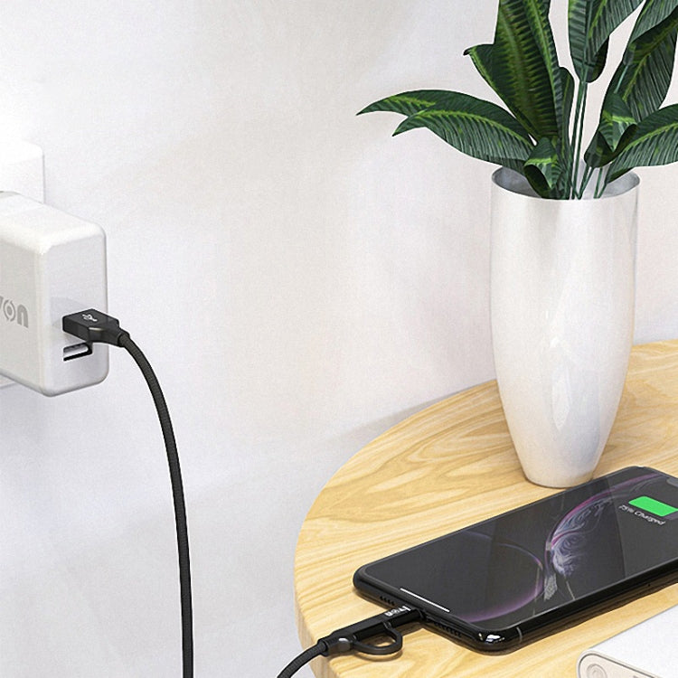 IVON CA52 2.4A USB to Type-C + Micro USB 2 in 1 Charging Sync Data Cable, Length: 1m (Black) - Multifunctional Cable by IVON | Online Shopping South Africa | PMC TechLife | Buy Now Pay Later Mobicred