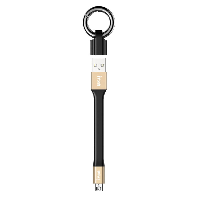 IVON CA90 3.1A Max USB to Micro USB Portable Data Cable with Ring, Length: 14.5cm (Champagne Gold) - Micro USB Cable by IVON | Online Shopping South Africa | PMC TechLife | Buy Now Pay Later Mobicred