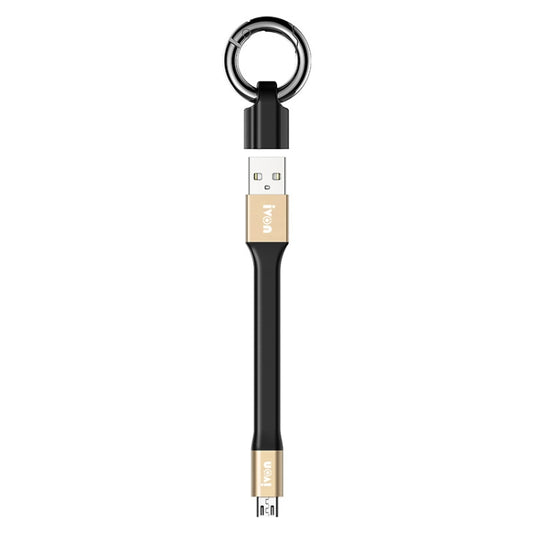 IVON CA90 3.1A Max USB to Micro USB Portable Data Cable with Ring, Length: 14.5cm (Champagne Gold) - Micro USB Cable by IVON | Online Shopping South Africa | PMC Jewellery | Buy Now Pay Later Mobicred