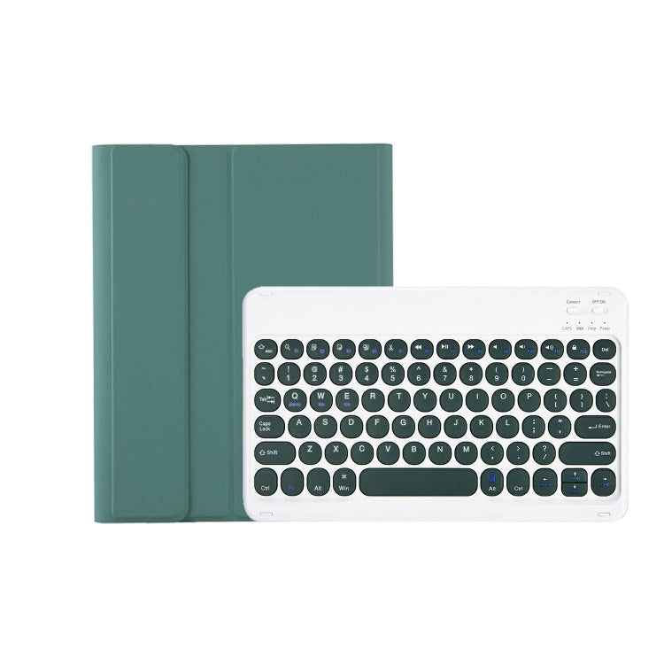 For iPad 11 2025 / 10th Gen 10.9 2022 YA10B Lambskin Texture Bluetooth Keyboard Leather Tablet Case with Pen Slot (Dark Green)